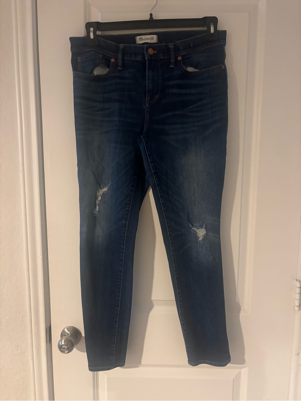 Madewell Women's Dark Indigo Distressed Skinny Jeans